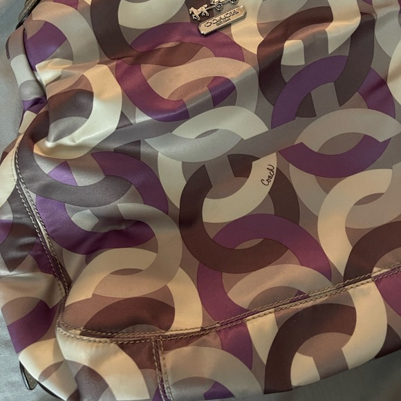 RARE COACH Poppy Like new Madison signature shoulder bag, purple, cream, gray - Picture 6 of 16